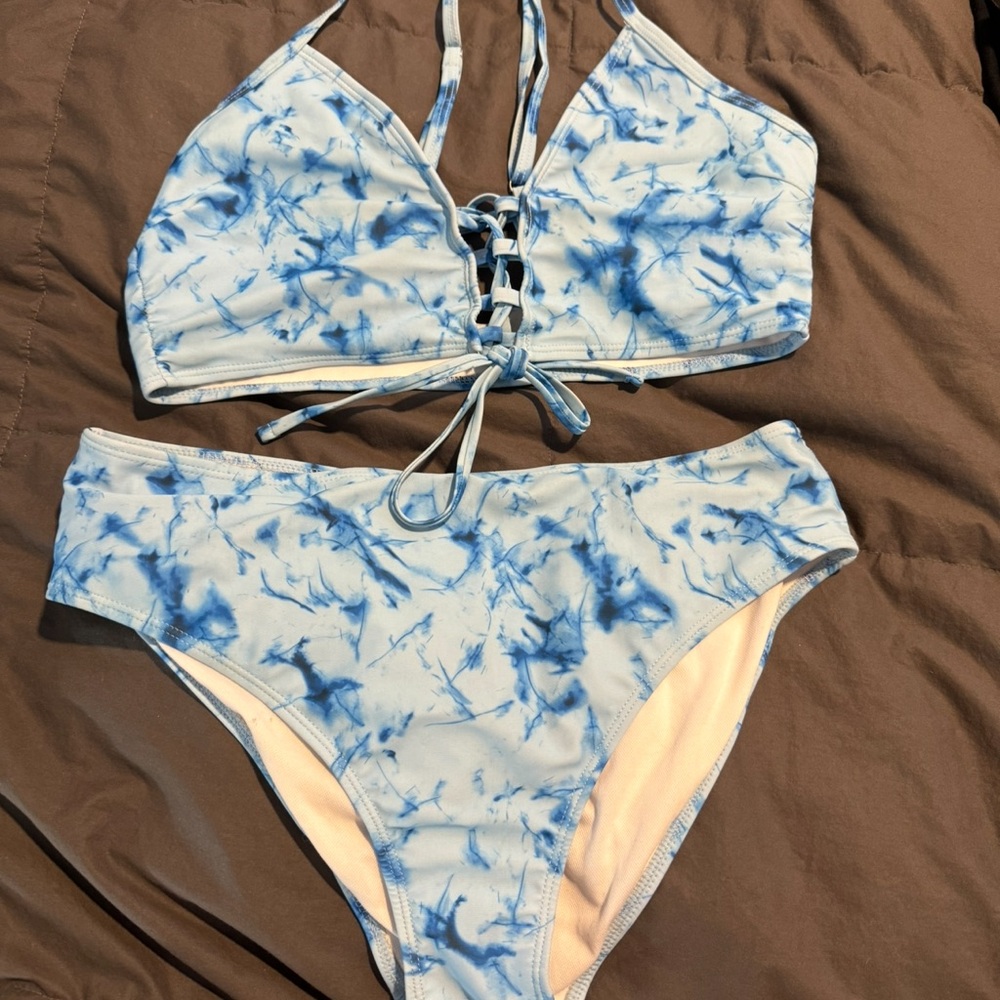 Blue Tie-Dye Bikini Set